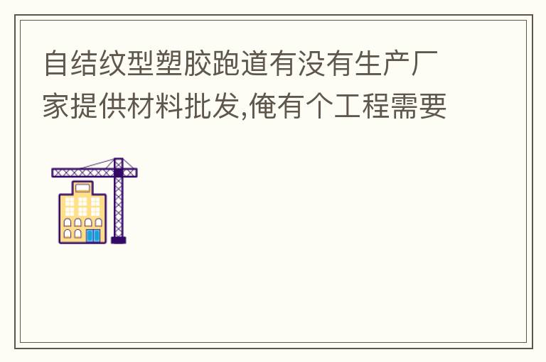 自結(jié)紋型塑膠跑道有沒(méi)有生產(chǎn)廠家提供材料批發(fā),俺有個(gè)工程需要施工方案,施工方法,有沒(méi)有施工工藝提供？