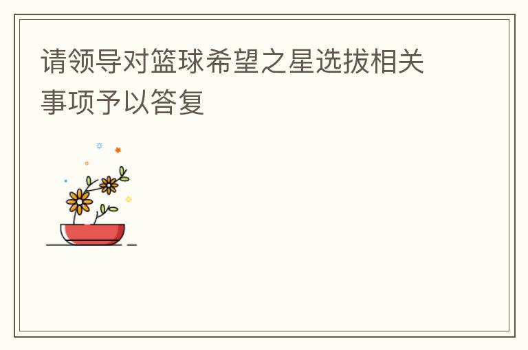 請領(lǐng)導對籃球希望之星選拔相關(guān)事項予以答復