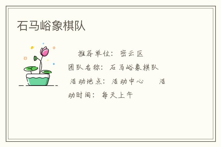 石馬峪象棋隊