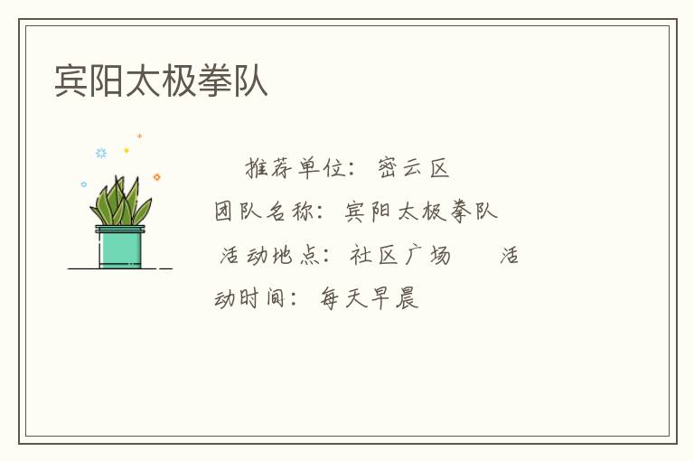賓陽太極拳隊