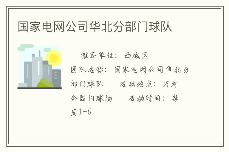 國(guó)家電網(wǎng)公司華北分部門(mén)球隊(duì)