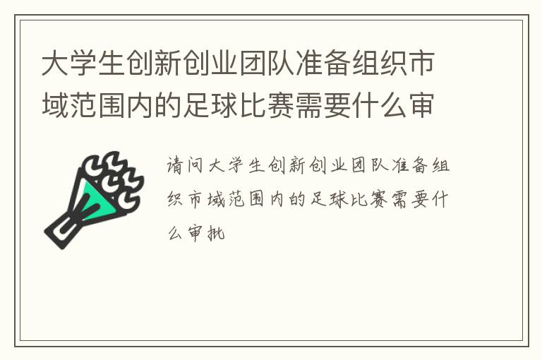 大學(xué)生創(chuàng)新創(chuàng)業(yè)團(tuán)隊準(zhǔn)備組織市域范圍內(nèi)的足球比賽需要什么審批