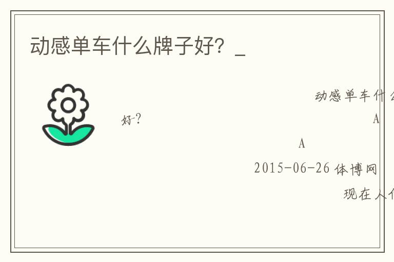 動感單車什么牌子好？_