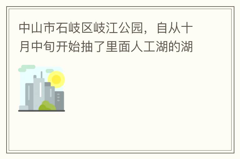 中山市石岐區(qū)岐江公園，自從十月中旬開始抽了里面人工湖的湖水，然后導(dǎo)致湖水下面大幅度下降，截止到12月5日依舊沒有恢復(fù)。問過園內(nèi)保安說是維修噴水設(shè)備?？墒沁@個維修效率太慢了！太久了！這接近2個月的時間以