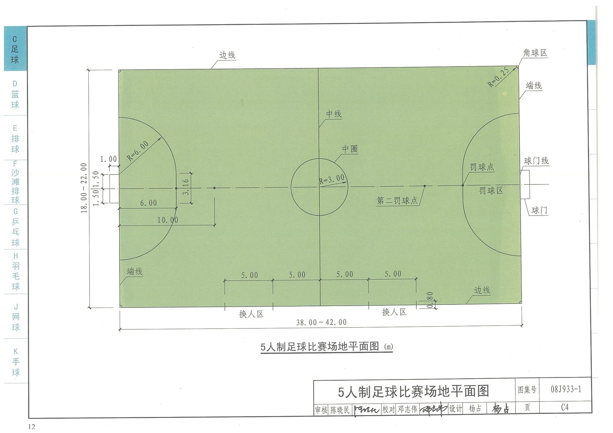 5人制足球比賽場(chǎng)地平面圖-國(guó)家建筑標(biāo)準(zhǔn)設(shè)計(jì)圖集08J933-1